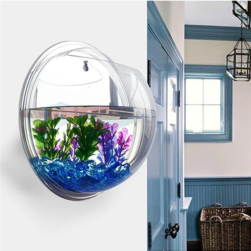 Aquarium Fish Background - Transparent acrylic hanging wall aquarium, Plant